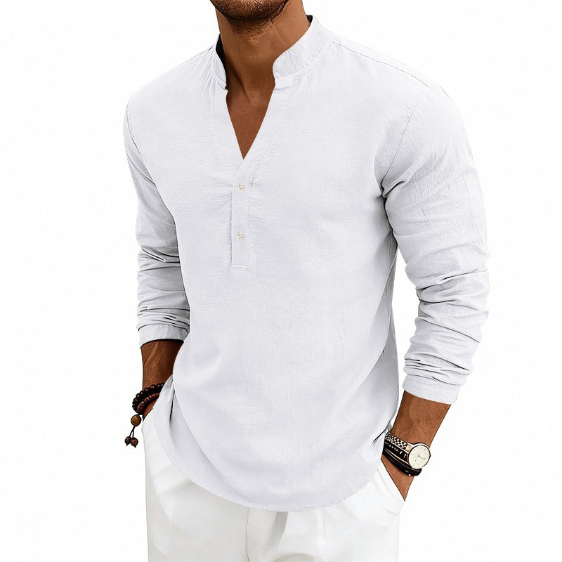 Men's Casual Breathable V-Neck Long-Sleeve T-Shirt