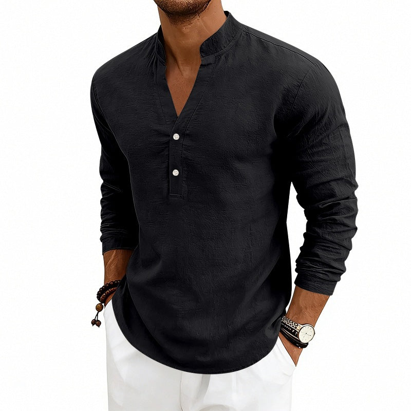 Men's Casual Breathable V-Neck Long-Sleeve T-Shirt