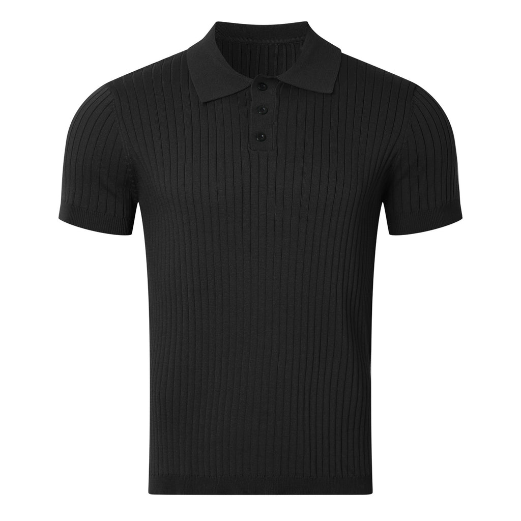 Men's Knitted T-shirt Solid Color Thin Loose Casual Polo Collar Polo Shirt
